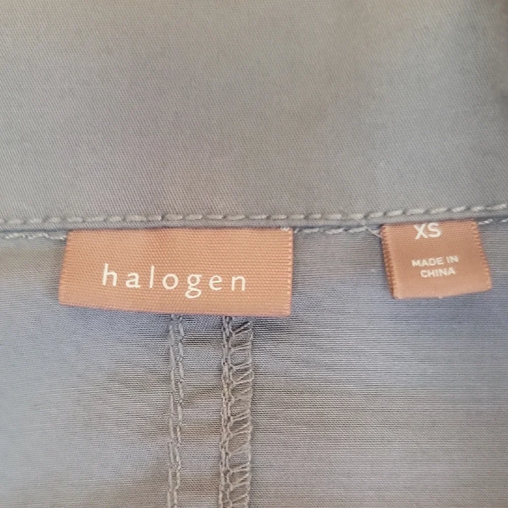 Halogen Size XS Slate Blue Lightweight Layering Suit Style Button Up Jacket